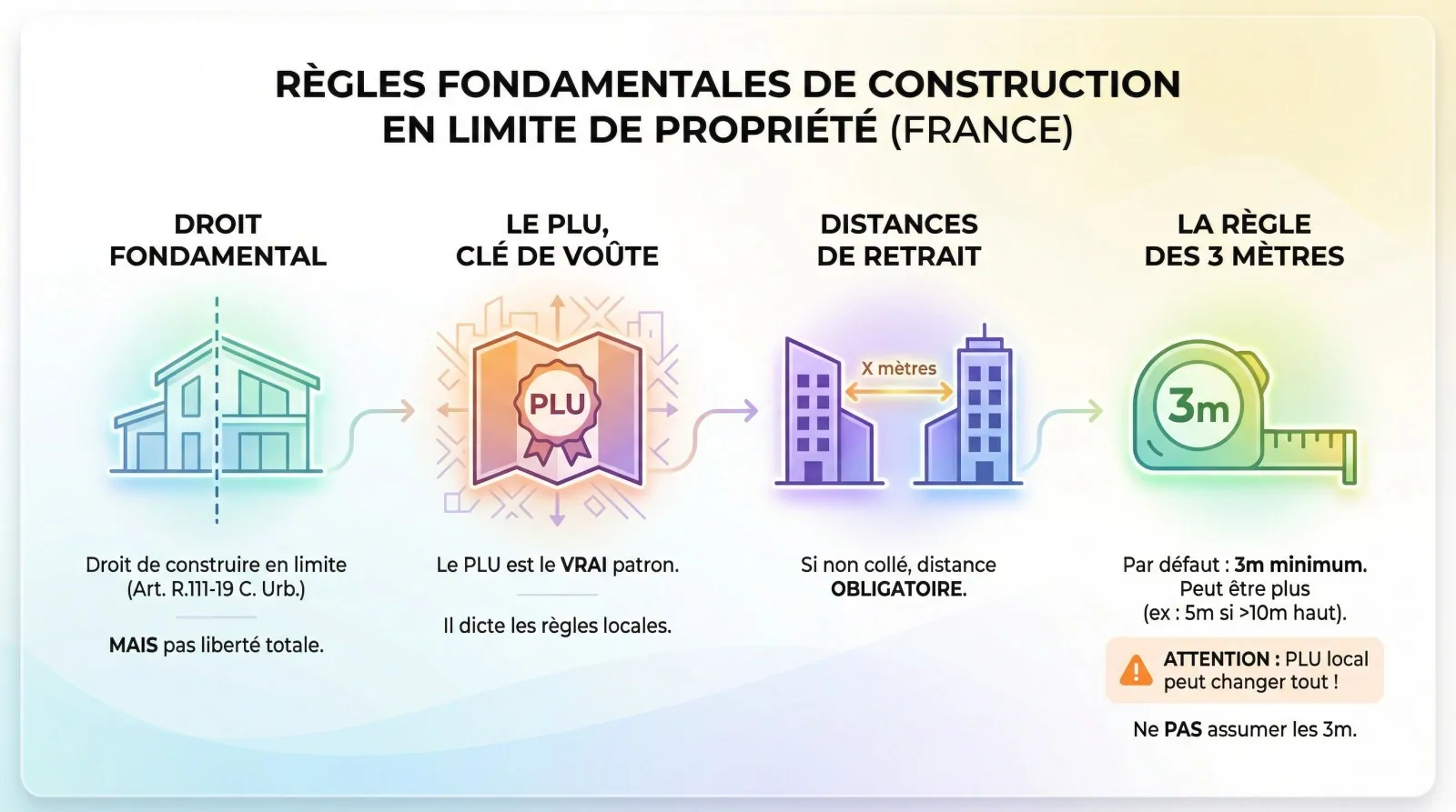 <strong>Schéma explicatif des distances de construction en limite de propriété</strong>
