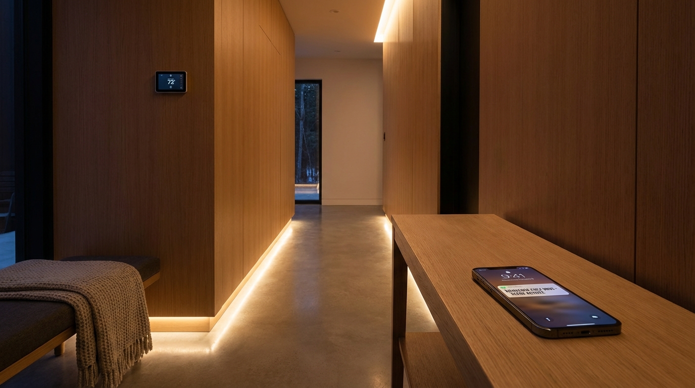 Maison connectée avec éclairage automatique déclenché par géolocalisation