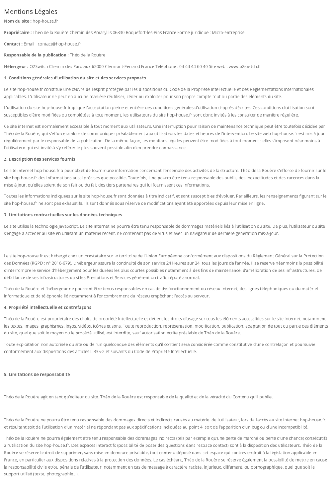 Mentions légales 1