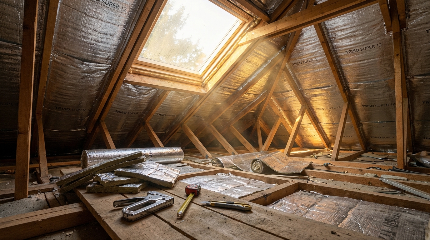 Rénovation de combles avec isolant mince réflecteur Triso Super 12