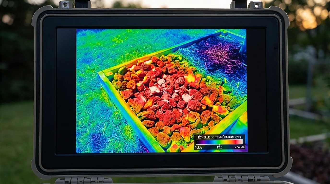 Visualisation thermique de la chaleur emmagasinée par la pouzzolane