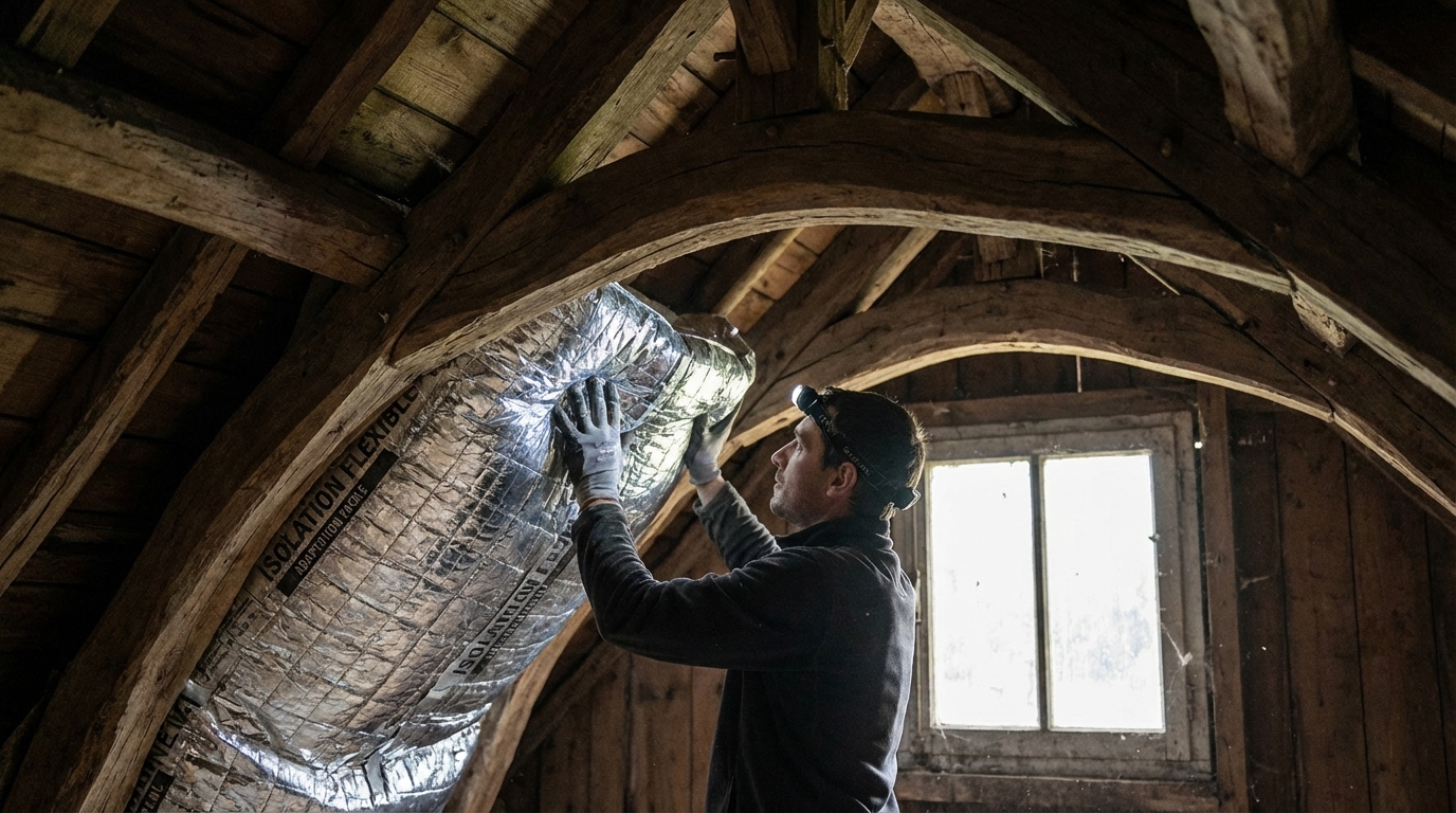 Isolant souple adapté aux charpentes anciennes irrégulières