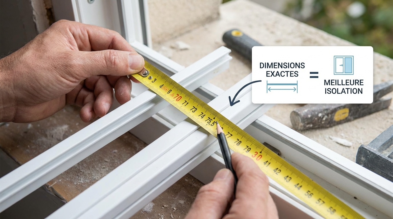 Prise de mesure précise sur une fenêtre pour l'installation d'un store sur mesure