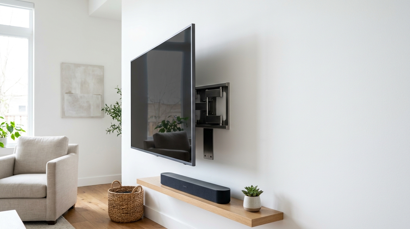 Mur en placo moderne avec une télévision lourde solidement fixée