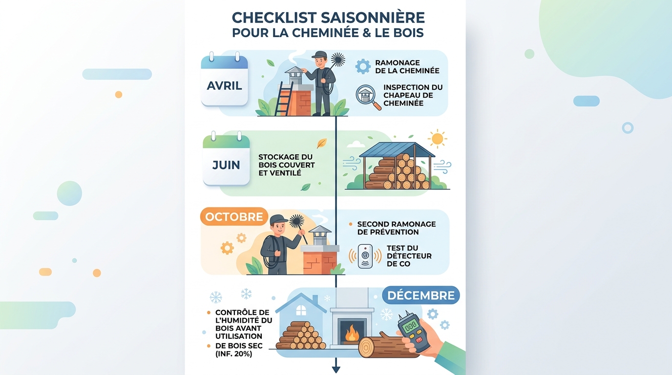 Calendrier entretien cheminée ramonage saisonnier prévention odeur
