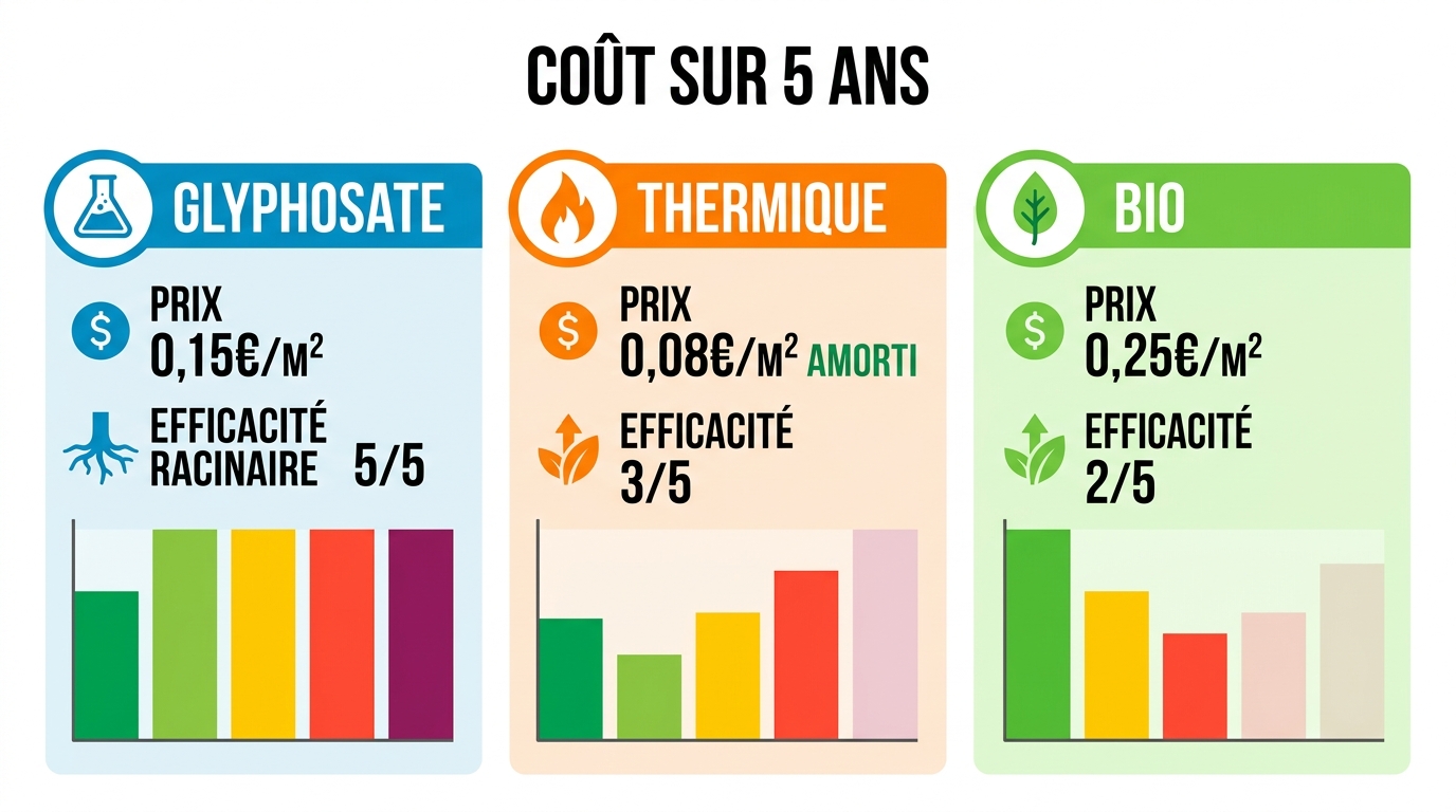 Comparatif coût efficacité glyphosate alternatives thermique bio