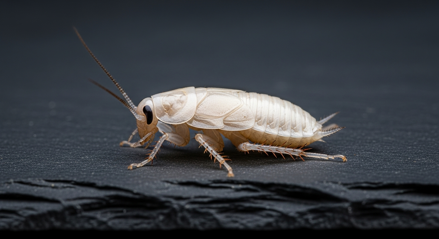 Cafard blanc nymphe après mue transformation