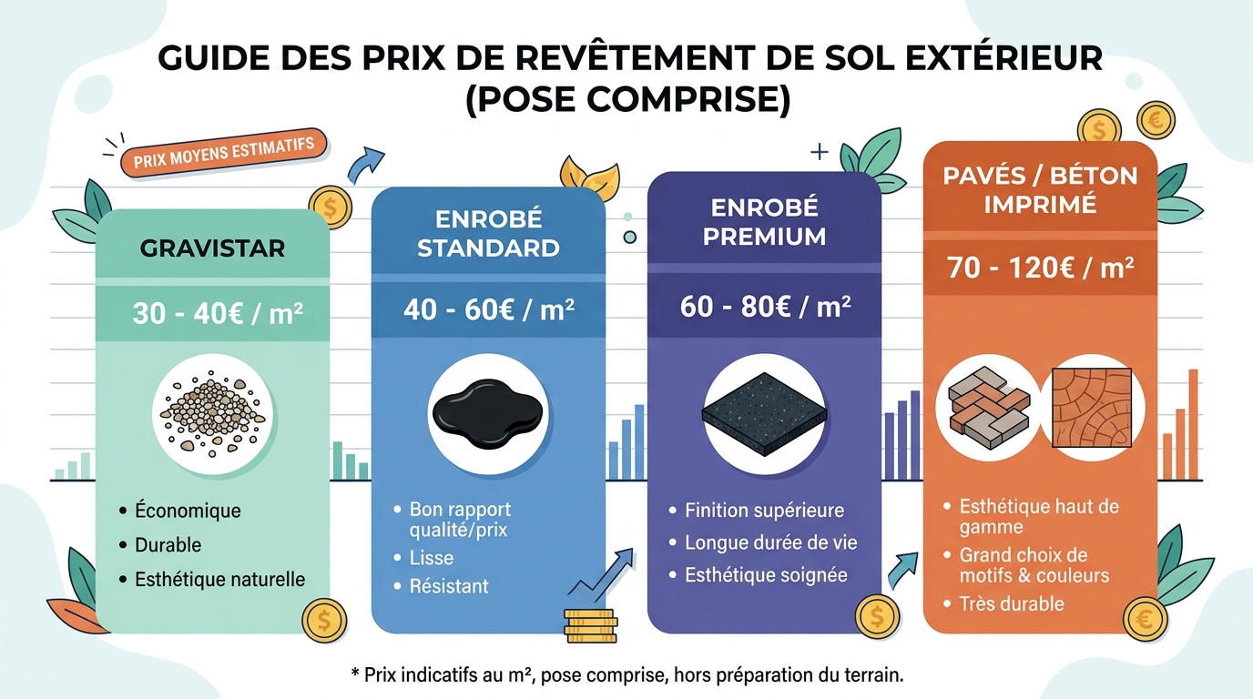 Fourchettes de prix Daniel Moquet 2026 par type de revêtement extérieur