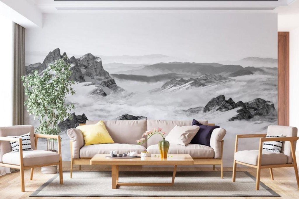Papier peint panoramique montagne : le moyen d’avoir un salon unique