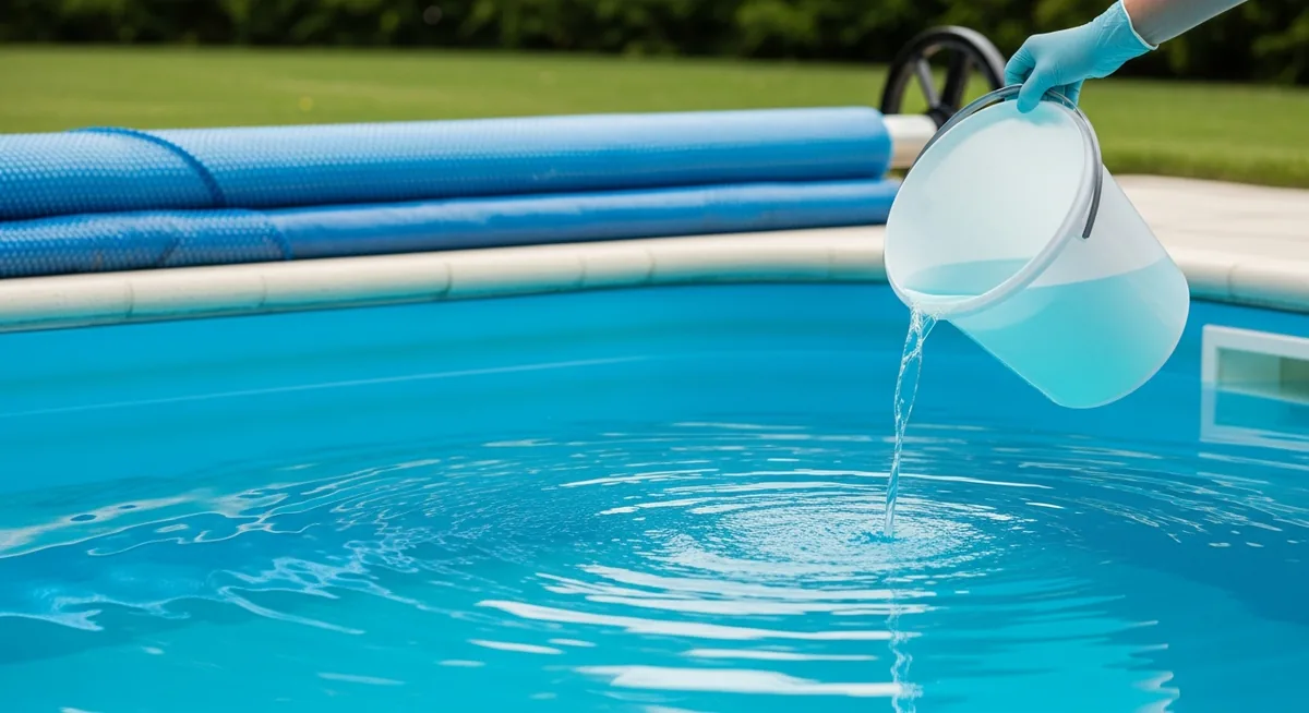 Application chlore choc urgence piscine pompe en panne avec bâche