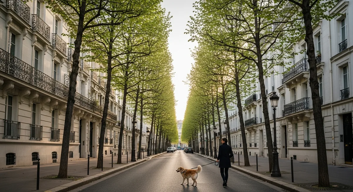 Rue résidentielle haussmannienne quartier Sablons Neuilly-sur-Seine