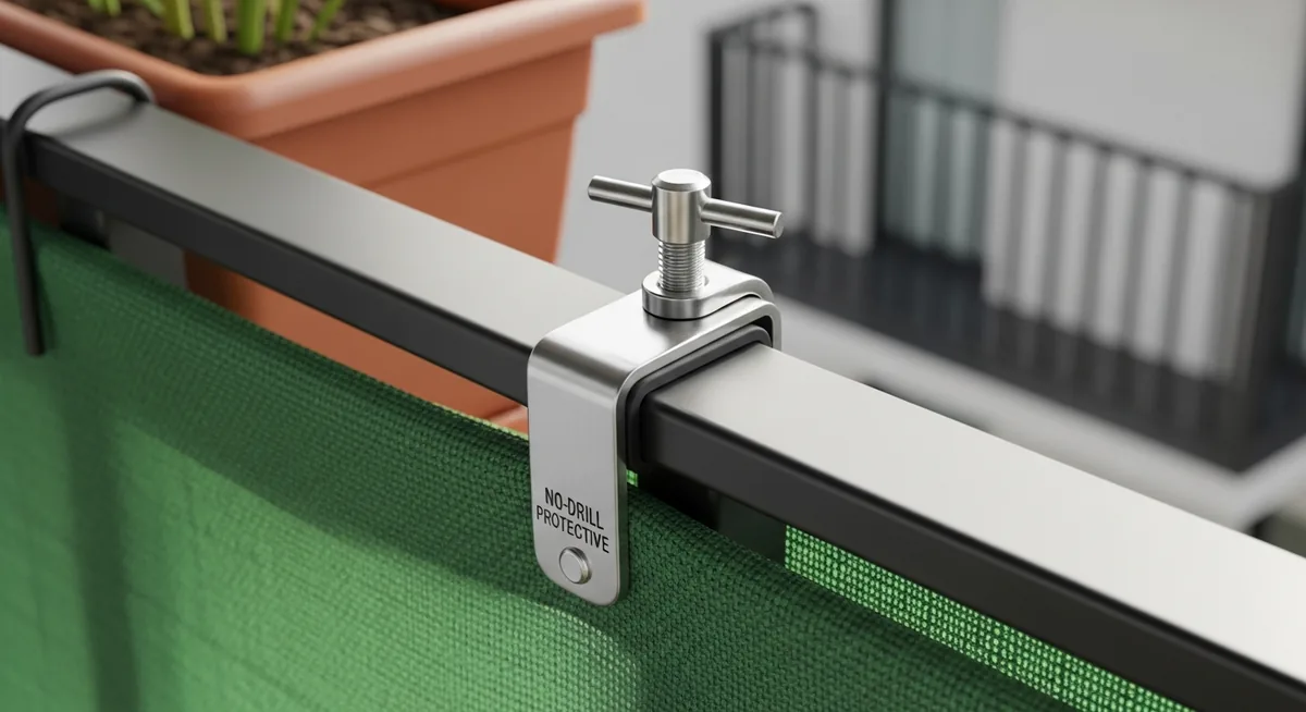 Pince fixation brise-vue balcon sans perçage sur rambarde