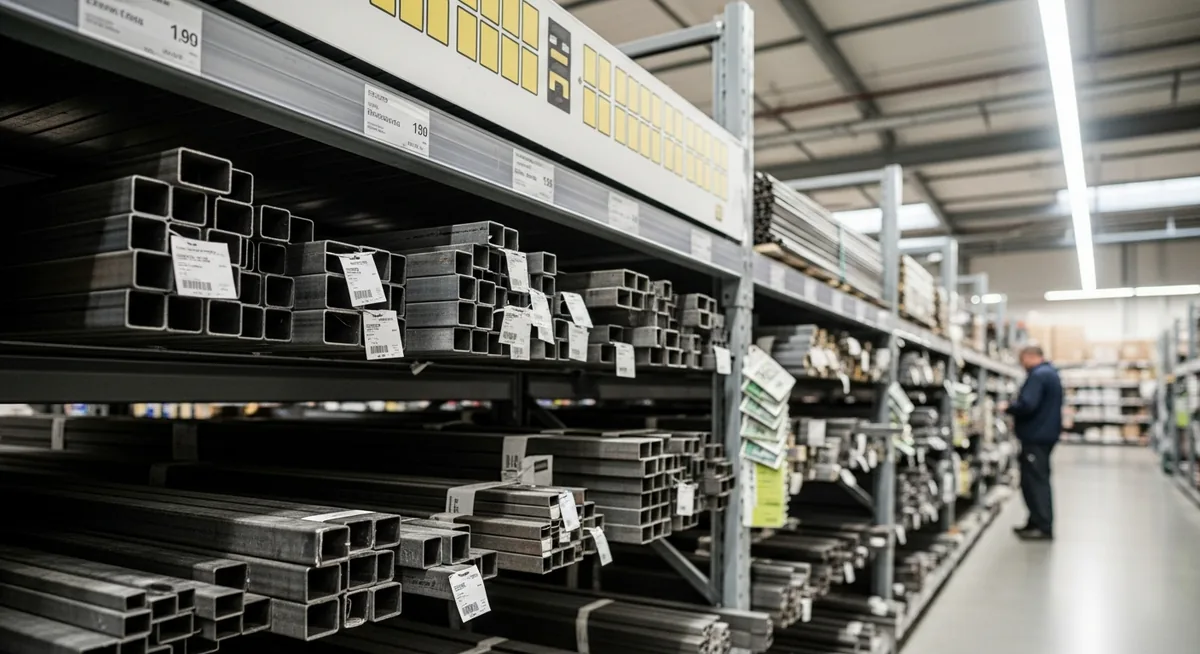 Rayon tube carré acier 40x40 en magasin de bricolage