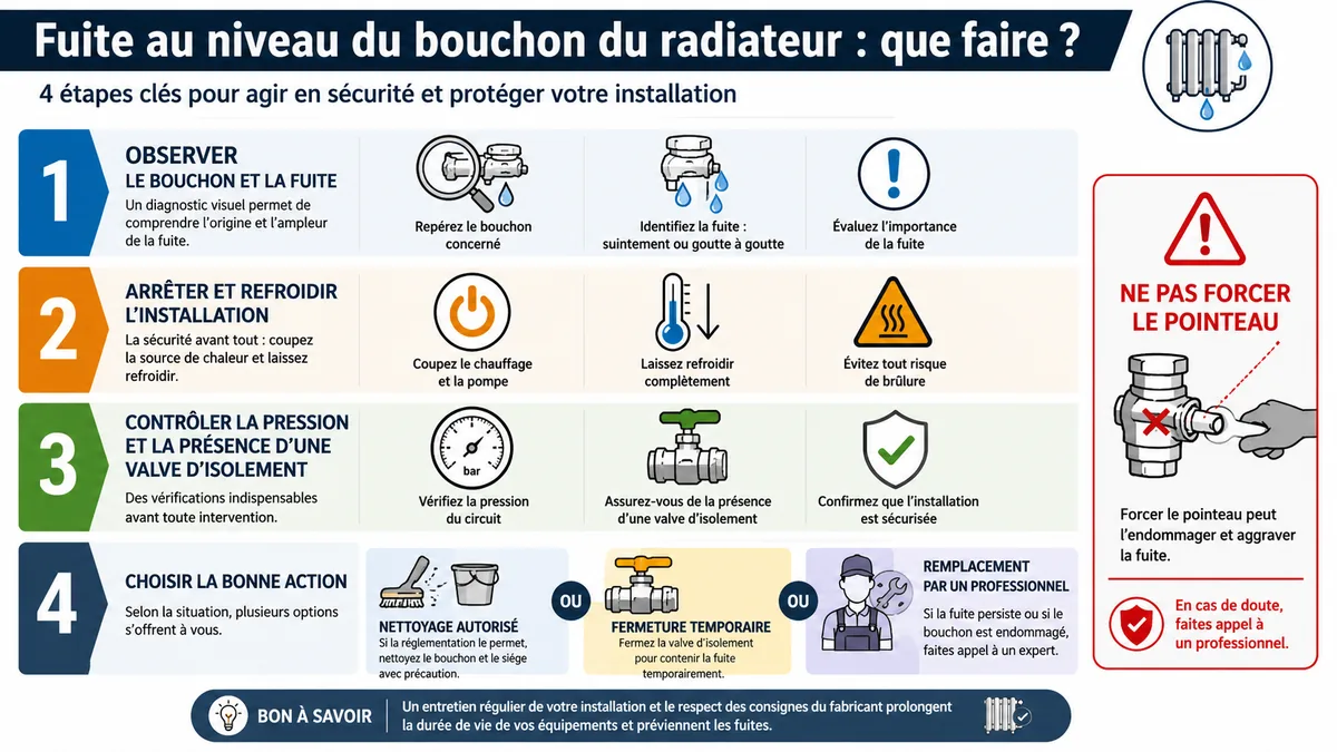 Étapes de diagnostic d'un purgeur automatique qui fuit