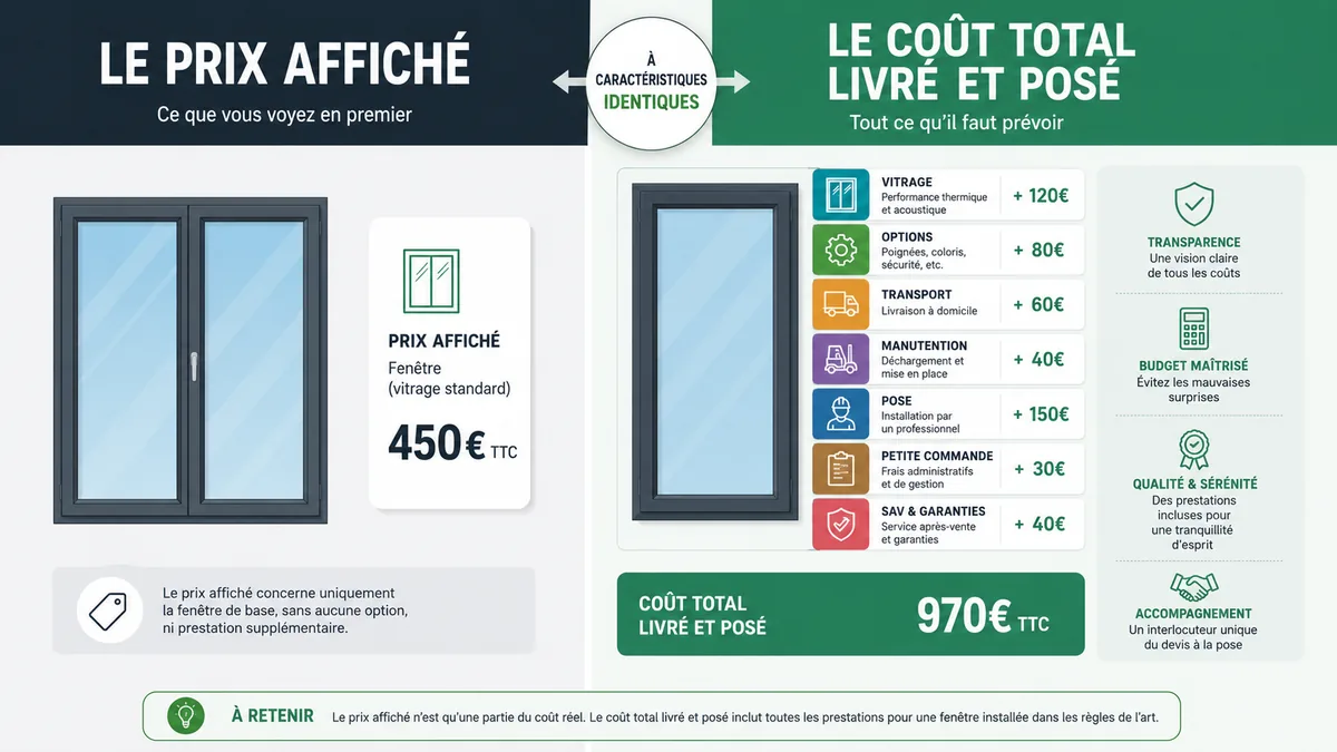 Décomposition du prix total d'une fenêtre polonaise