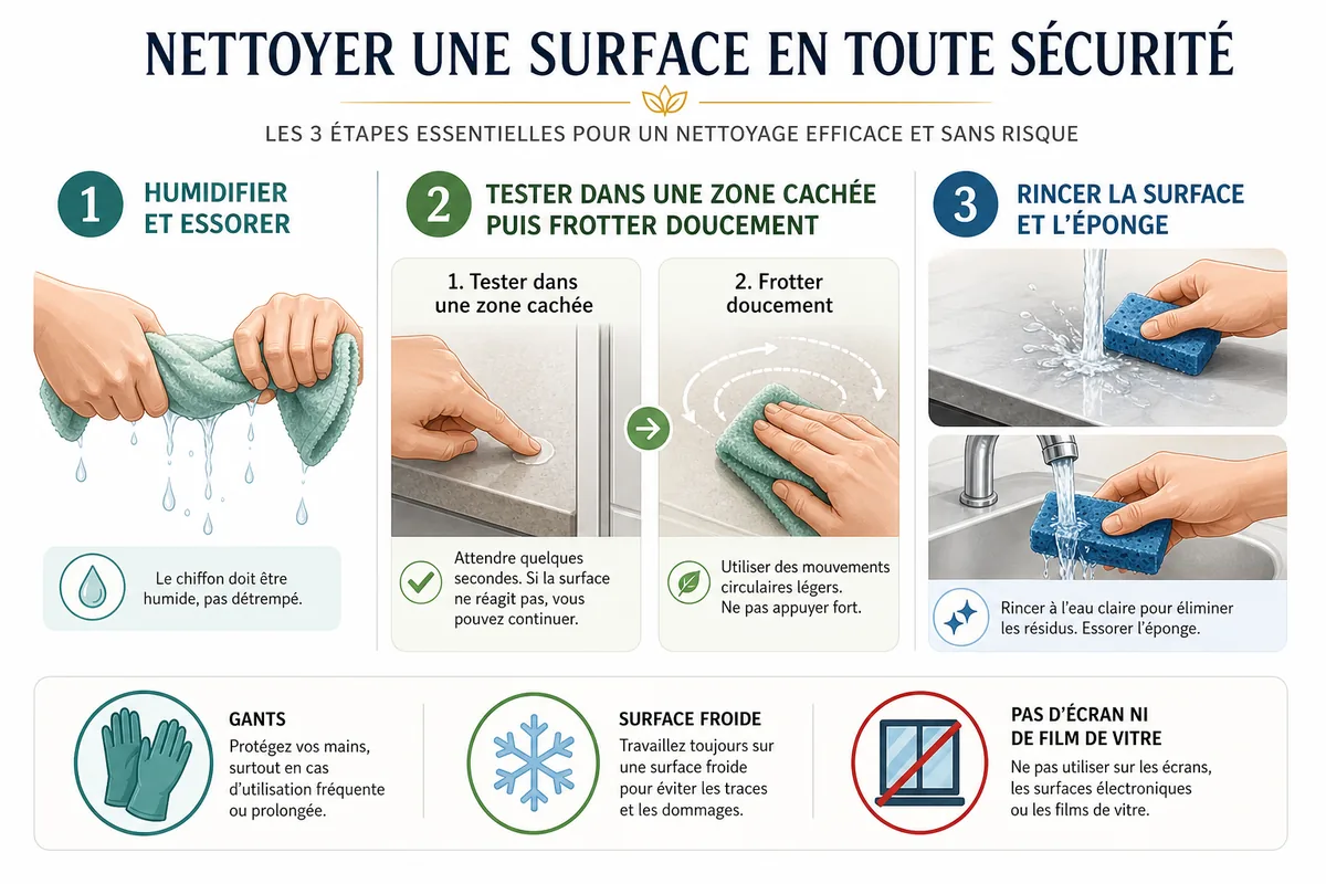 Étapes sécurisées pour utiliser une éponge magique