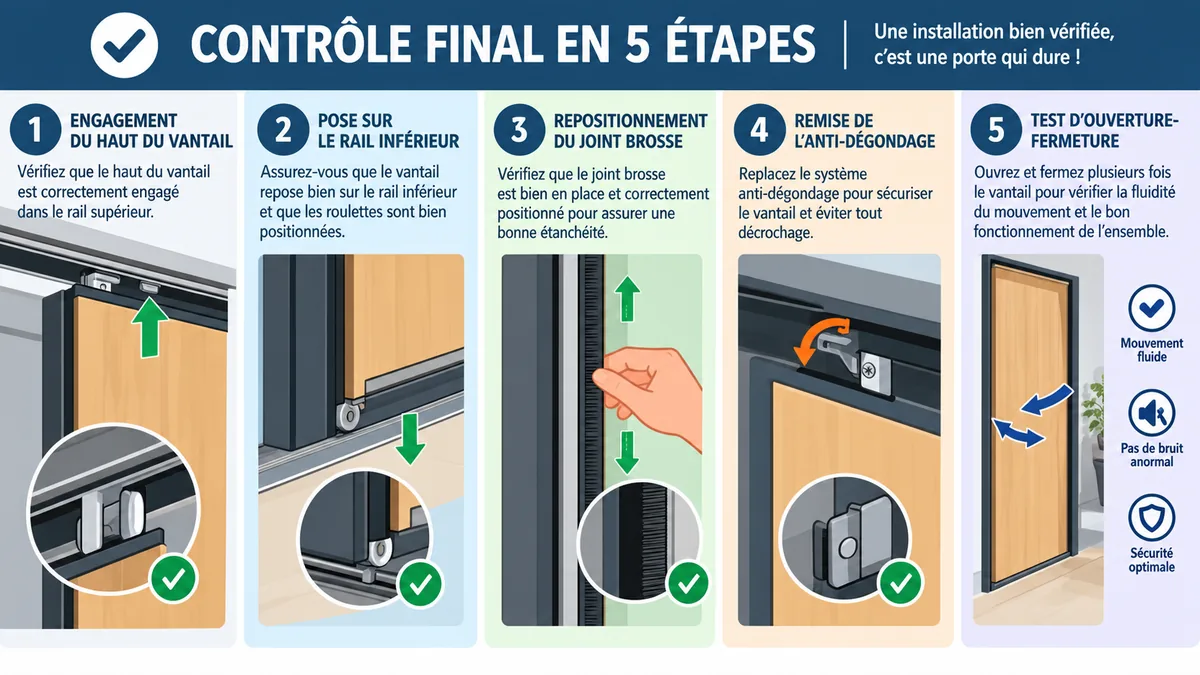 Checklist illustrée du remontage d'une baie coulissante