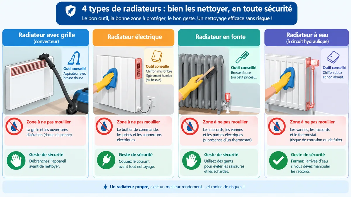 Comparatif des méthodes selon le type de radiateur