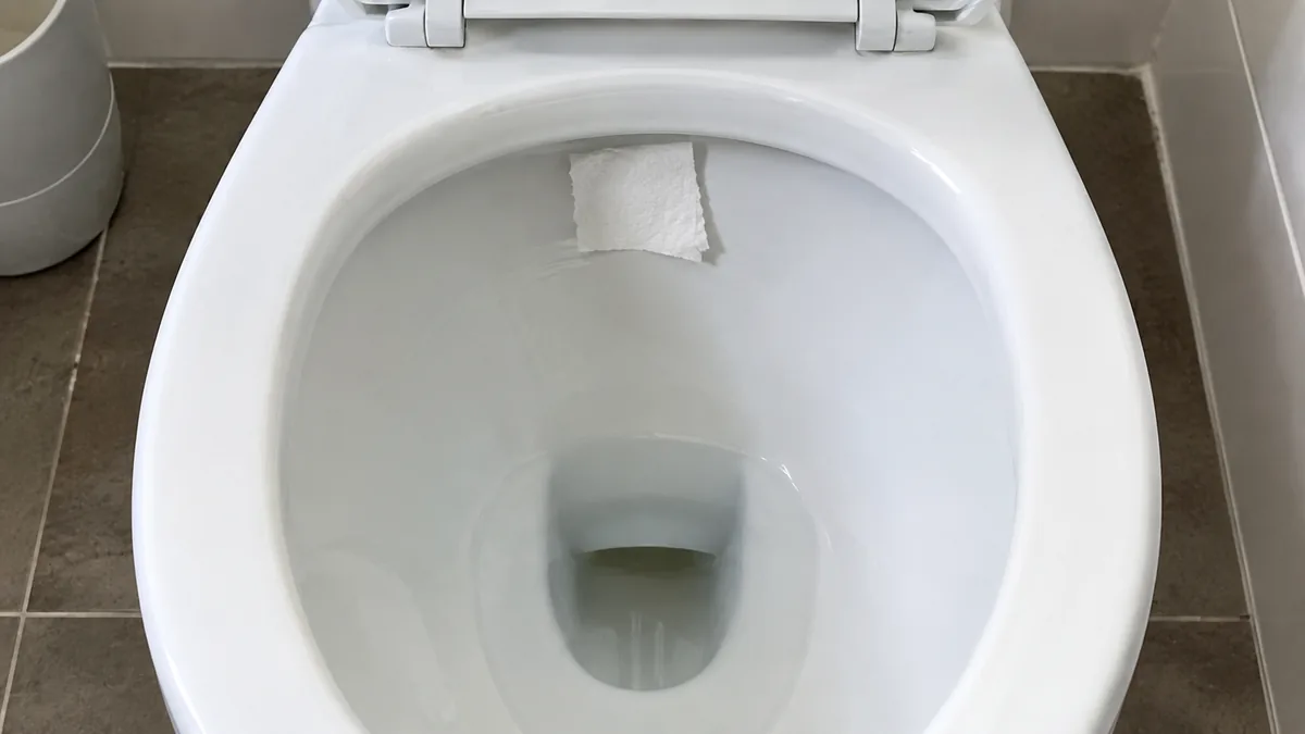 Test du papier toilette dans une cuvette de WC pour détecter une fuite